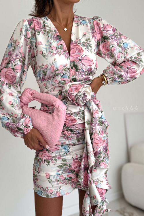 Sukienka biała w kwiatowy print Molly 10