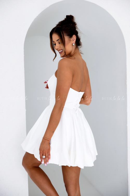 Sukienka mini z wiązaniem biała Zoja