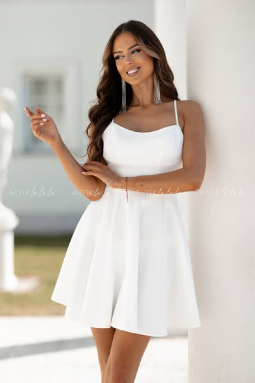 Sukienka mini z wiązaniem na plecach biała Bonita