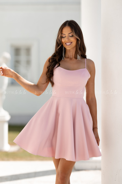 Sukienka mini z wiązaniem na plecach pudrowa Bonita