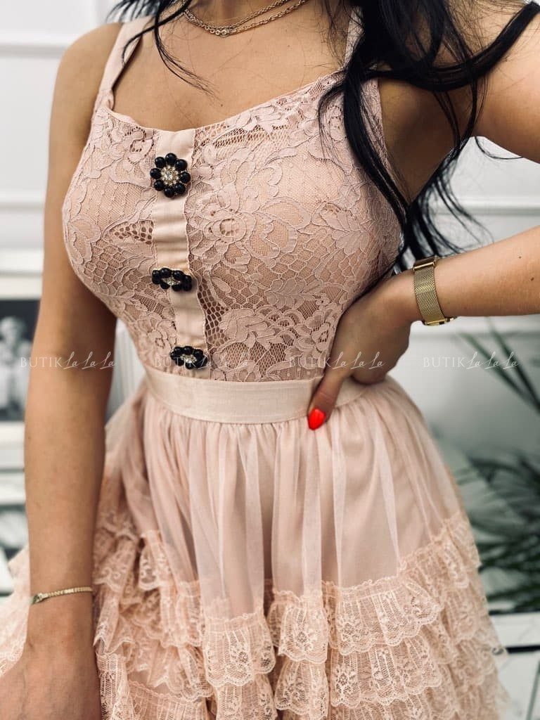 SUKIENKA KORONKOWA Z&nbsp;FALBANKAMI I&nbsp;OZDOBNYMI GUZIKAMI LORENS 2431